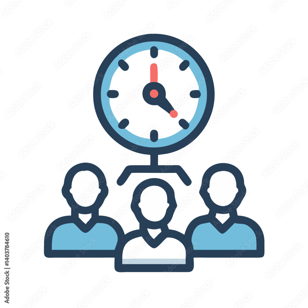 Poster Team with Clock Icon Representing Time Management and Group Scheduling