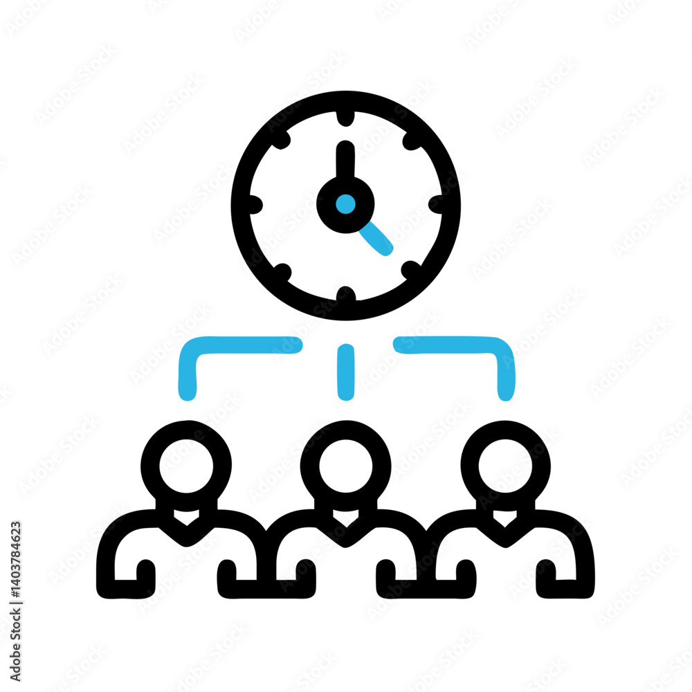 Poster team with clock icon representing time management and group scheduling