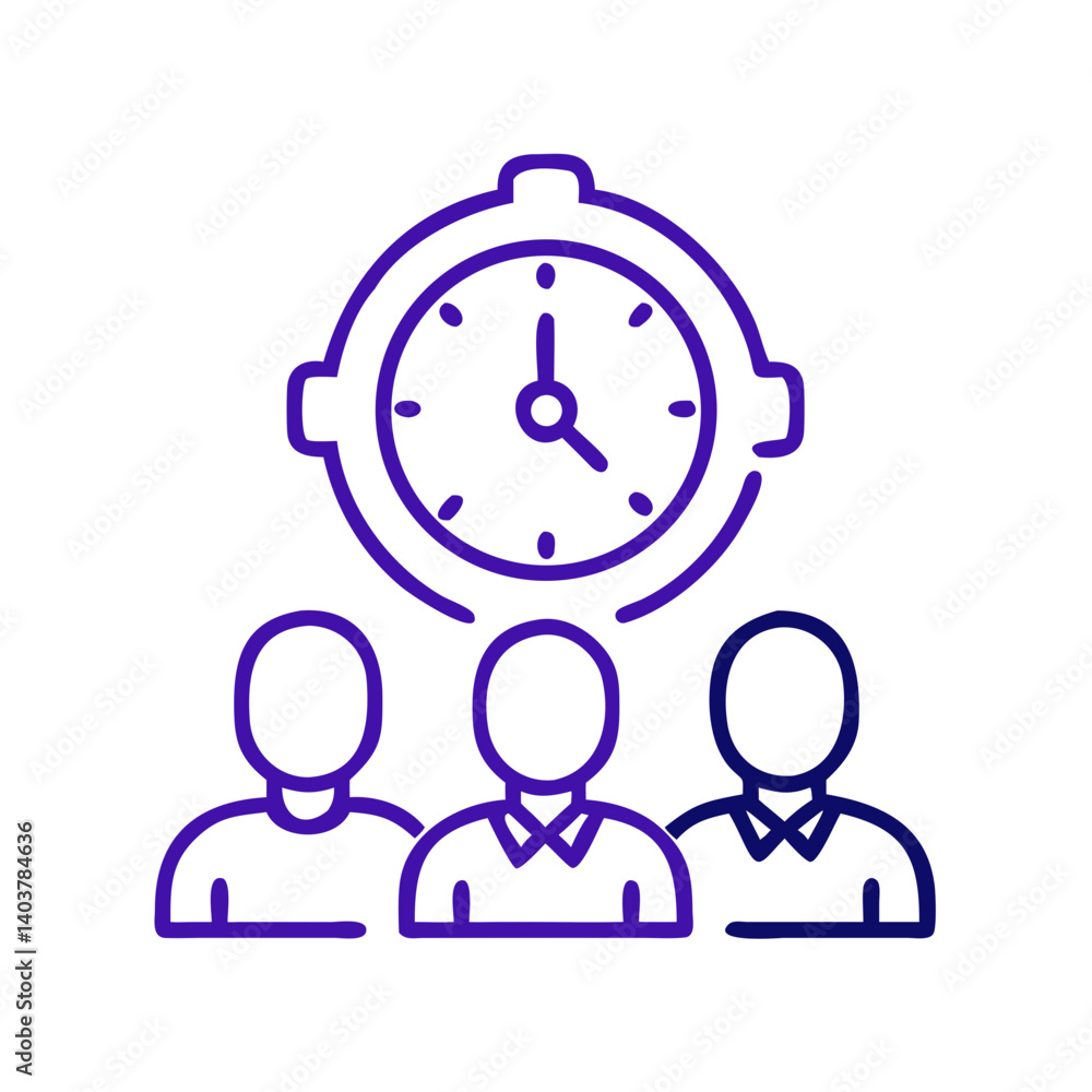 Poster team with clock icon representing time management and collaborative scheduling