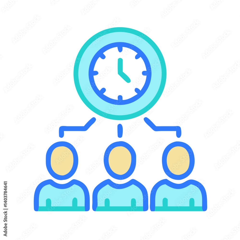 Poster team with clock icon representing time management and group scheduling