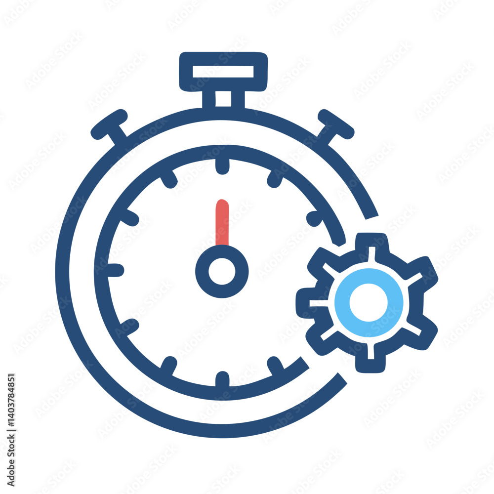Aufkleber timer with gear icon representing performance optimization and time management