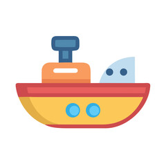 Toy Boat Icon Representing Floating Bath Toy and Water Play