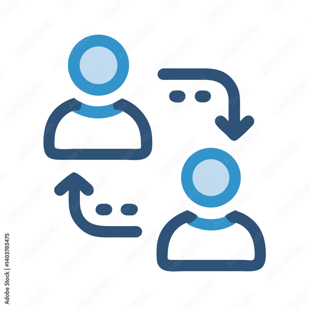Poster user communication icon representing business interaction and team collaboration