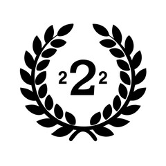 Fototapeta premium Wreath with Number Two Icon Representing Second Place Achievement or Ranking