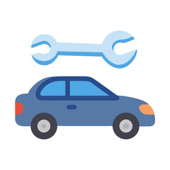 Wrench and Car Icon Representing Automotive Repair and Vehicle Maintenance