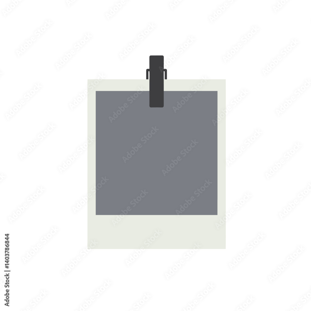 Poster simple polaroid frame design in flat style with clip for photo vector art