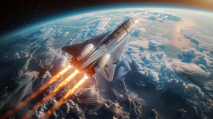 Fototapeta premium spaceship and planet