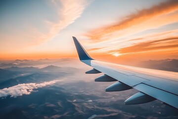 Obraz premium Golden Hour Over Mountains and Hills Viewed from Above