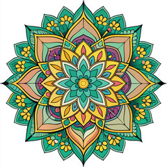 Symmetrical Mandala Pattern with White Backdrop