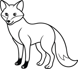 Line Art Illustration of a Standing Fox with Calm Expression


