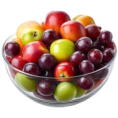 Fresh Fruit Bowl: A vibrant mix of fresh, ripe apples, plums, and nectarines in a clear glass bowl. Perfect for health, diet, and cooking themes.