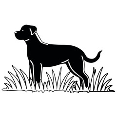 Vector silhouette of a dog, Dog illustration, Dog art, Dog drawing, Pet Animal Silhouette.