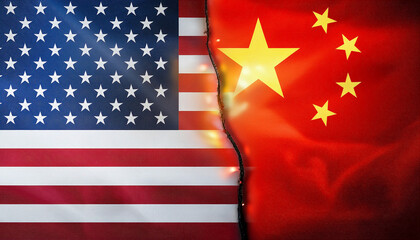 Fototapeta premium United states and china flag