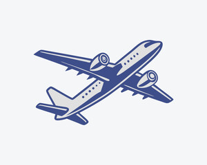 Vector modern commercial airplane on runway.