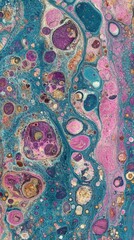 Mesmerizing abstract art with vibrant pink purple and blue hues creating a captivating organic texture and pattern