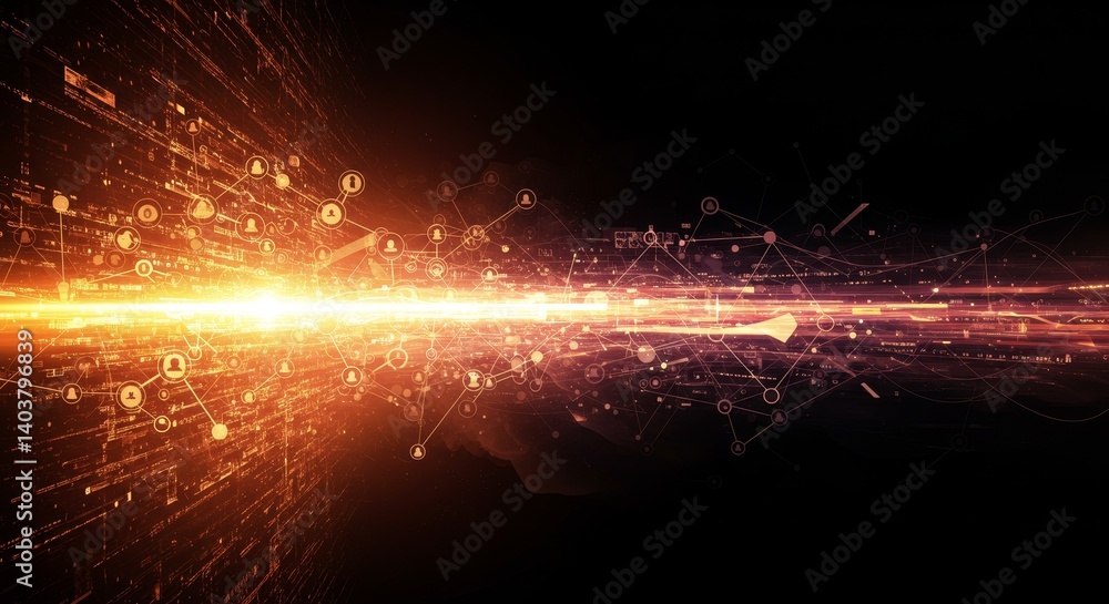 Poster abstract data stream network connections - global network, data flow, connection, information highwa
