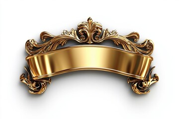 Golden banner with ornaments on white background