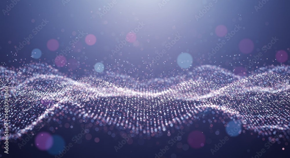 Poster abstract purple particle wave background - stunning abstract background featuring a wave of glowing 