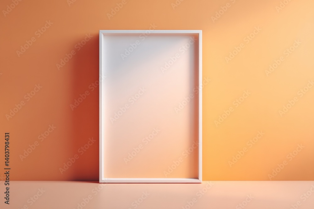 Aufkleber clean image of minimalistic empty frame stands upright against plain pastel-colored wall