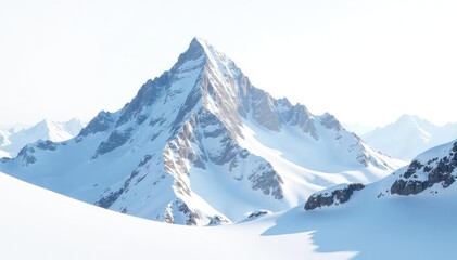 Obraz premium Snow-covered mountain peak, pristine white backdrop, peak, sharp, sky
