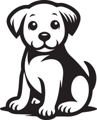 Black & White Puppy Dog Vector