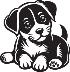 Black & White Puppy Dog Vector
