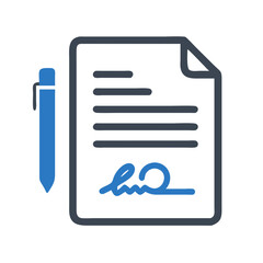Document icon with signature representing legal and business agreements