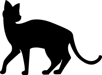 black cat silhouette hand drawing minimalist illustration