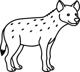 Black and White Illustration of a Standing Spotted Hyena

