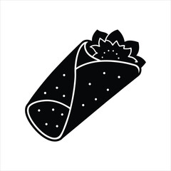  Burrito Silhouette Simple Vector Icon Illustration