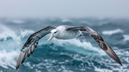 Fototapeta premium A magnificent albatross soaring effortlessly over the open ocean