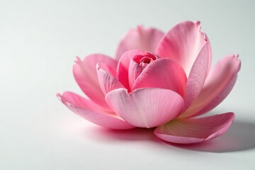 Delicate petal unfolding on a crisp white surface, simplicity, nature