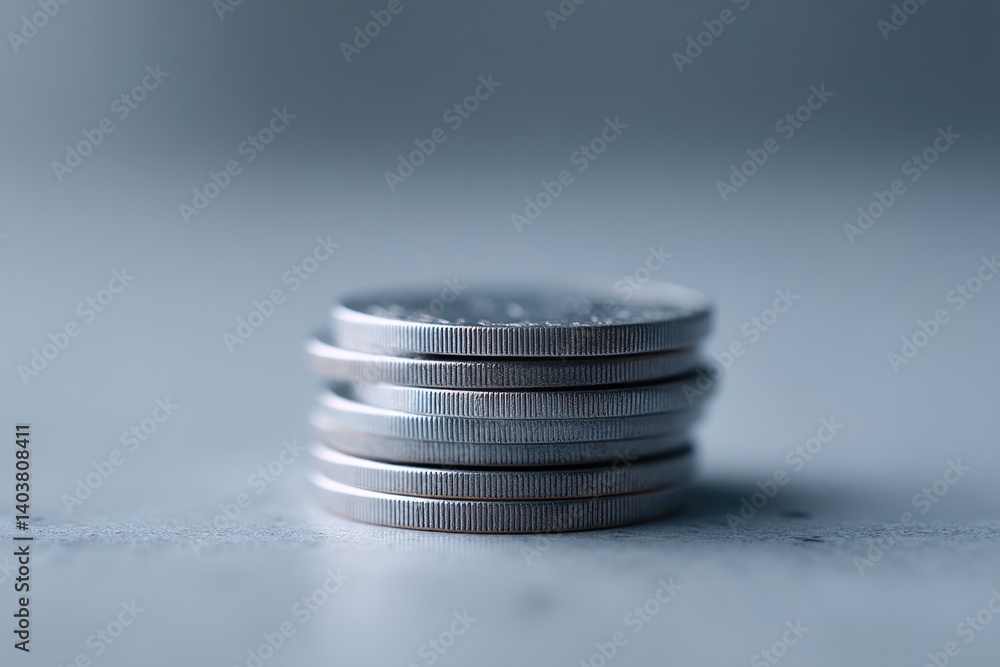 Poster minimalistic scene of stacked coins on plain surface emphasizing concept of building capital