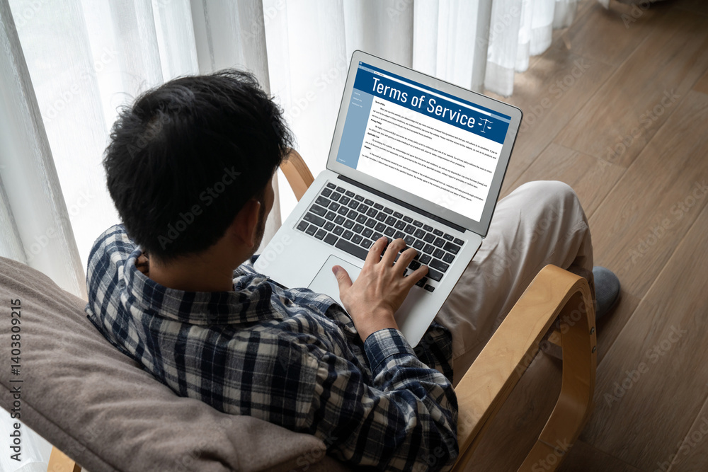 Poster online term of service conditions showing brisk rules and regulations in using the website on device