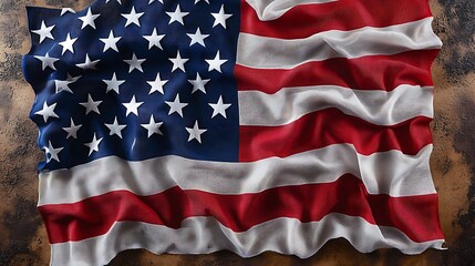 Obraz premium Waving American Flag Close-Up: Patriotic Symbol of USA, Red White & Blue Fabric Texture, Stars and Stripes, National Pride Image