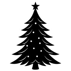 Christmas tree silhouette vector isolated on white background