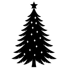 Obraz premium Christmas tree silhouette vector isolated on white background