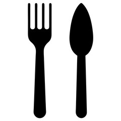 fork and knife silhouette icon isolated on white background