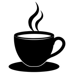 hot cup of coffee silhouette vector isolated on white background