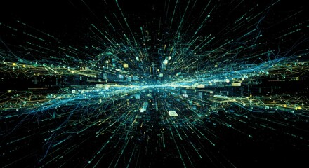 Data Stream - Abstract depicting a flow of data, representing information technology, networking, and connectivity