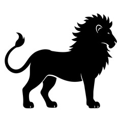 Simple lion silhouette vector isolated on white background