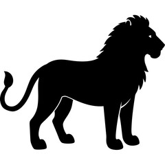 Simple lion silhouette vector isolated on white background