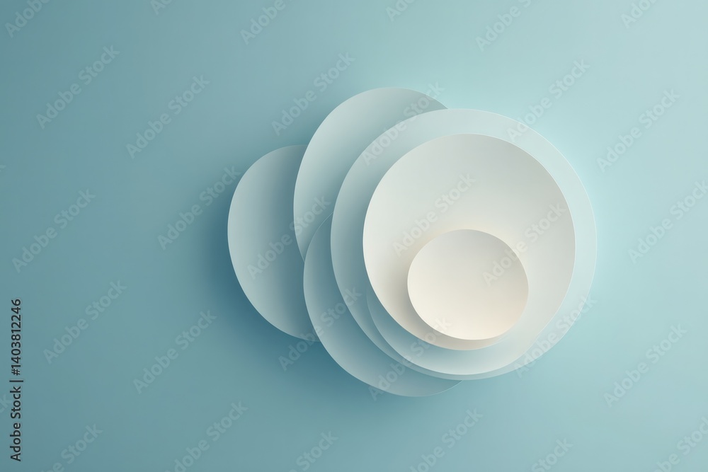 Poster scatter of concentric circles in varying sizes on solid pastel background