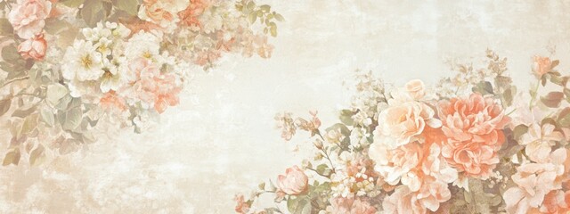 Spring blooms in pastel hues with a nostalgic, warm glow and soft texture. Generative AI