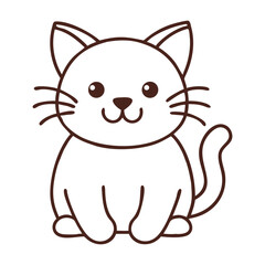 Sweet cartoon cat illustration in black and white line art style, perfect for coloring pages, kids’ books, and fun educational materials.
