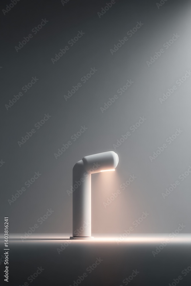 Poster solitary robotic arm in sleek minimalistic factory setting emphasizing precision and technological i