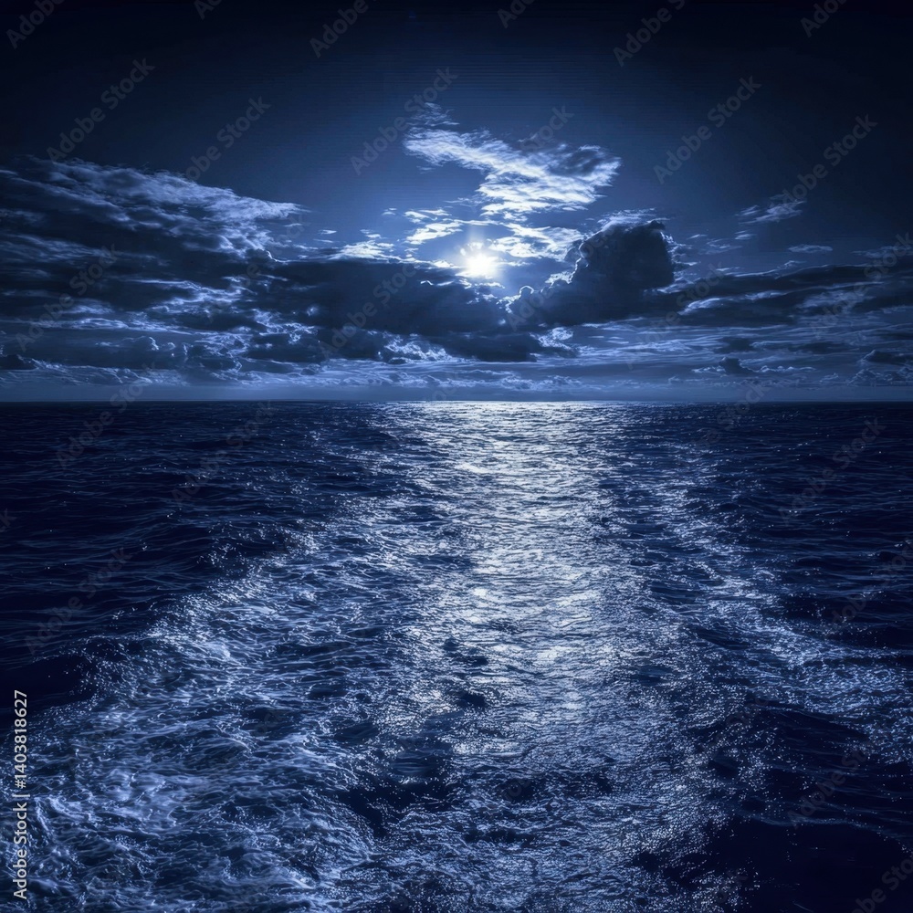 Poster mesmerizing ocean vista with sunlit clouds and a reflective water surface creating a serene and peac