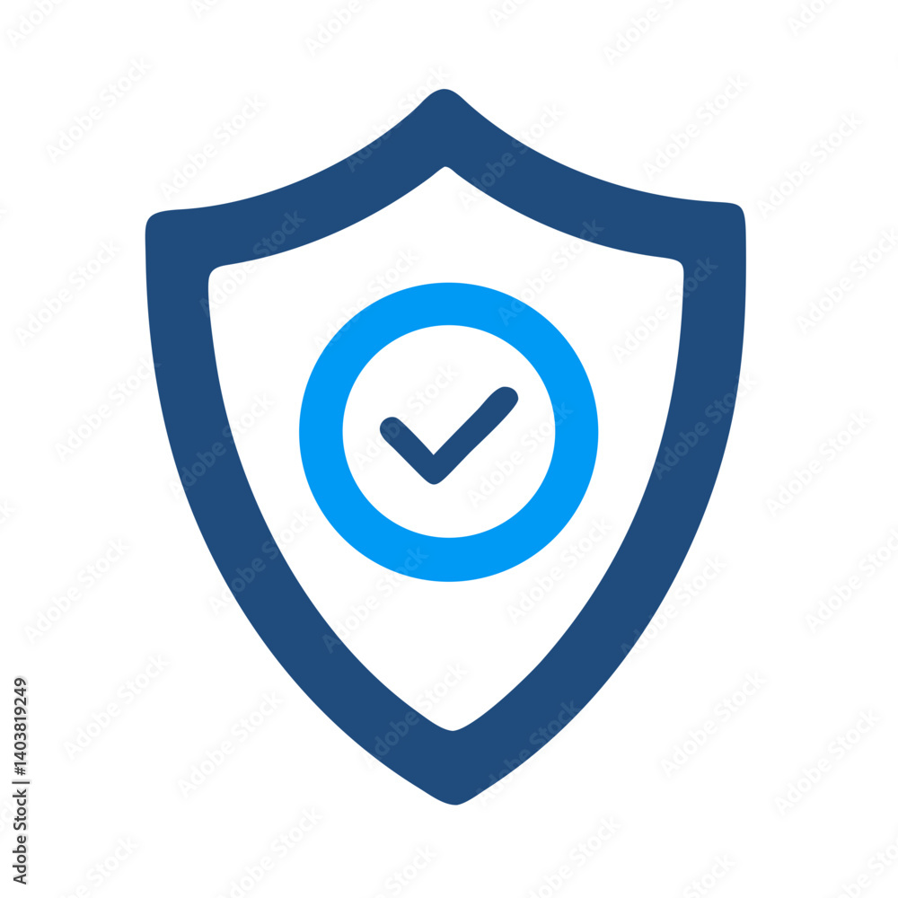 Poster shield icon representing protection and security