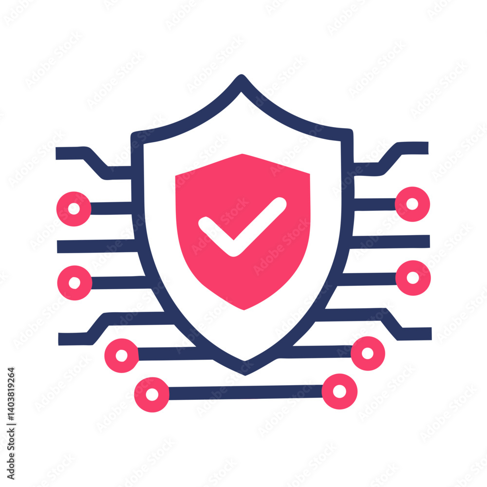 Poster shield icon representing protection and security