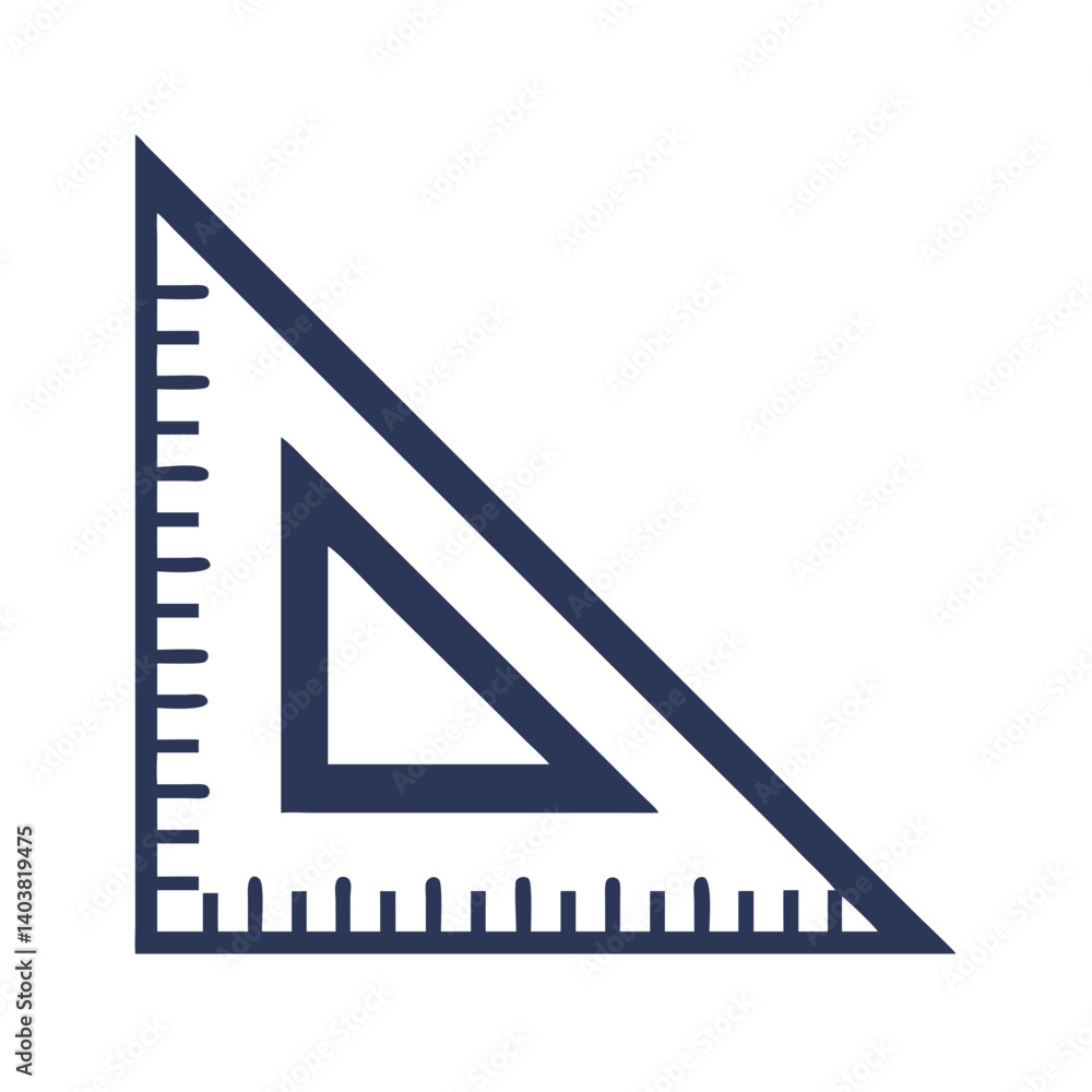 Poster triangle ruler icon representing measurement and geometric drawing